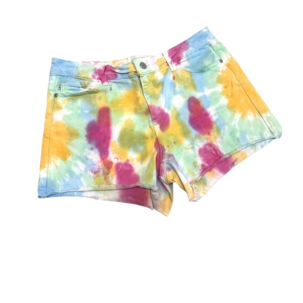 new Judy Blue large cut off tie dye stretch jean shorts SH2 3179